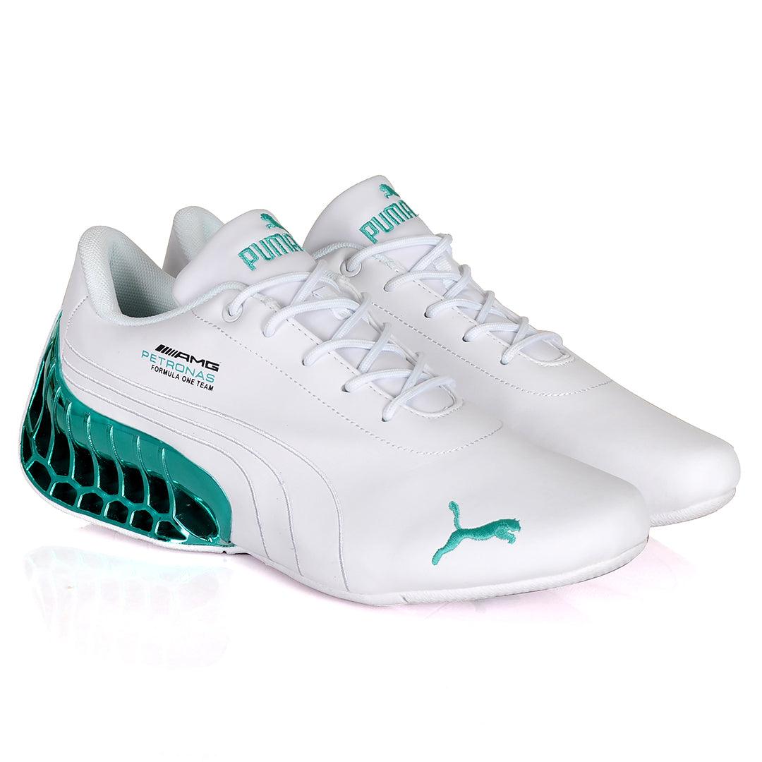 Pm Future Moto Sport GT Green Sole Sneakers- White - Obeezi.com