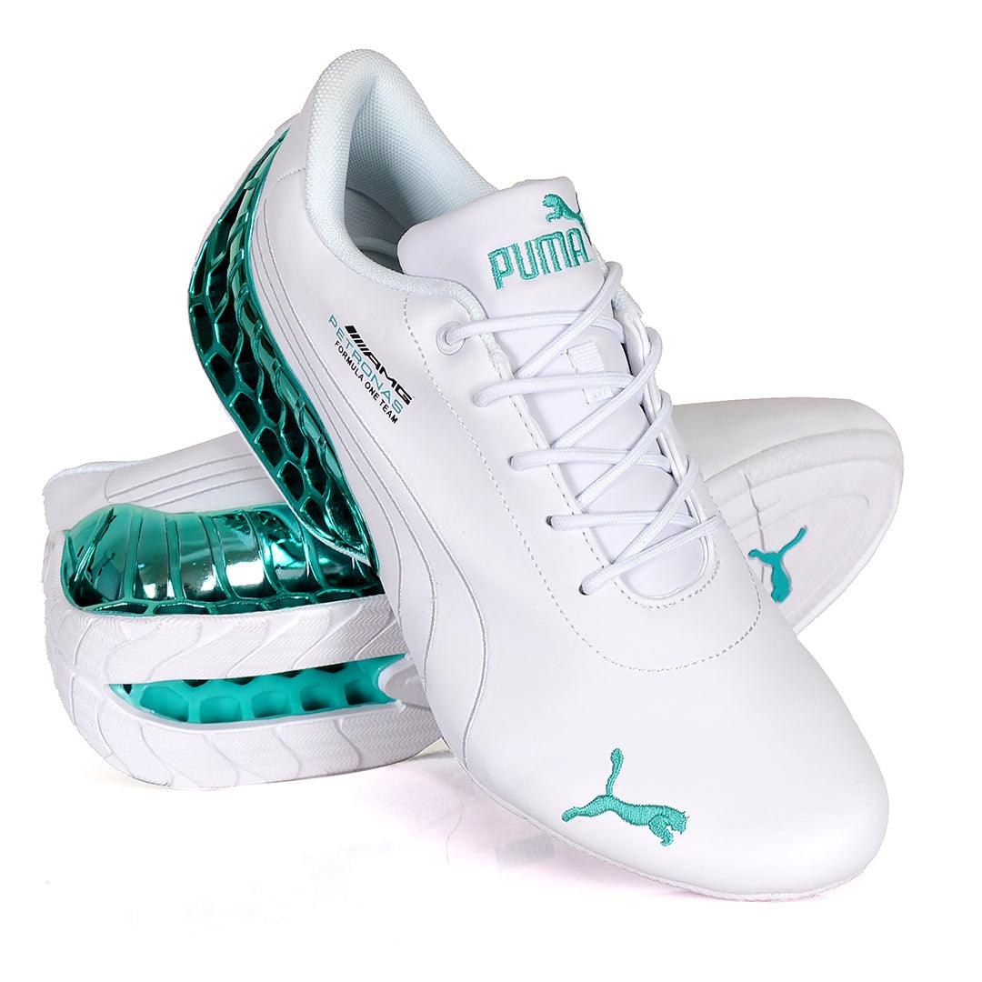 Pm Future Moto Sport GT Green Sole Sneakers- White - Obeezi.com