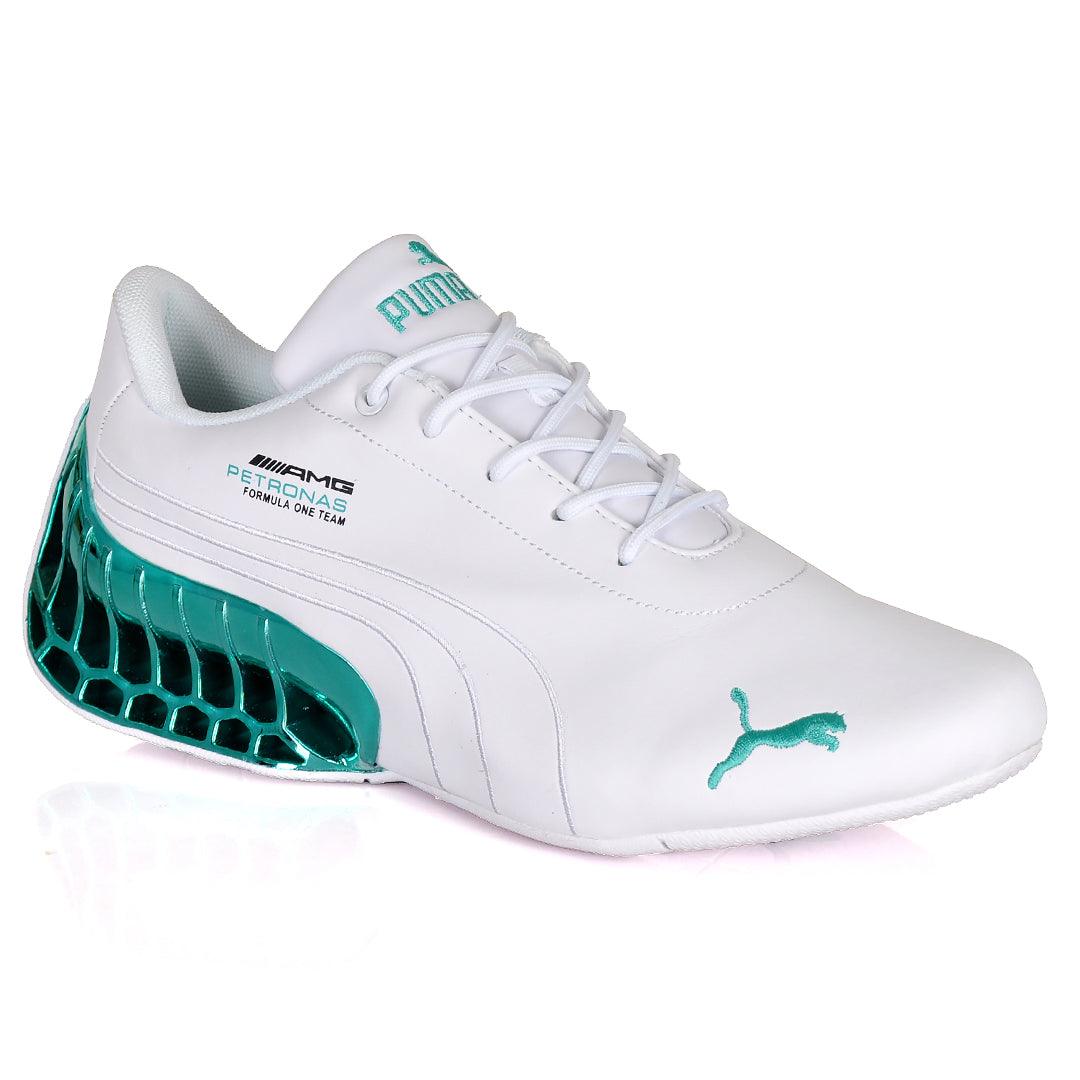Pm Future Moto Sport GT Green Sole Sneakers- White - Obeezi.com
