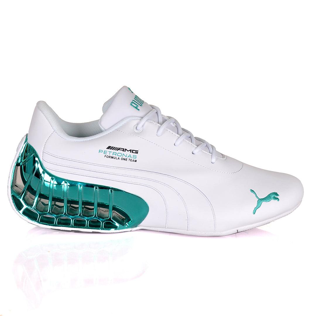 Pm Future Moto Sport GT Green Sole Sneakers- White - Obeezi.com