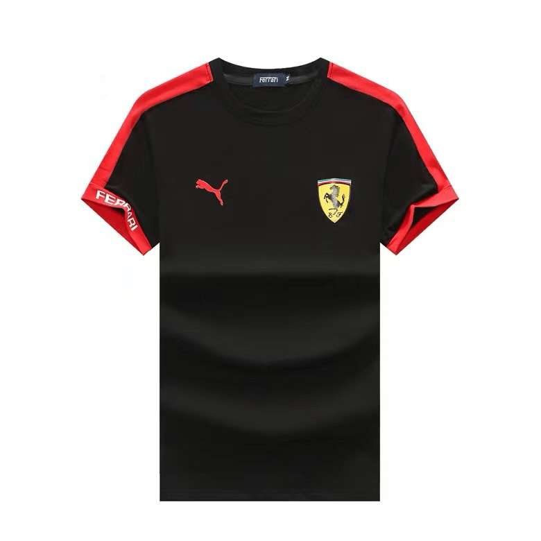 PM Scuderia FER Industry Lightweight Red Side Logo T-Shirt- Black - Obeezi.com