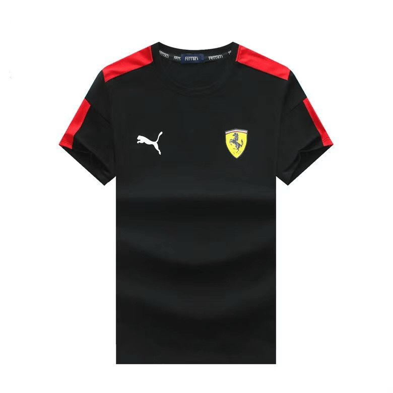 PM Scuderia FER Industry Lightweight White Side Logo T-Shirt- Black - Obeezi.com