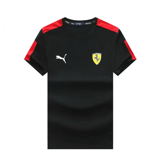 PM Scuderia FER Industry Lightweight White Side Logo T-Shirt- Black - Obeezi.com