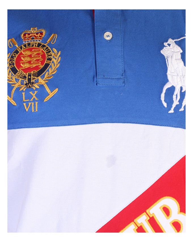 Polo Ralph Lauren Ciub Slanted Bar Blue White Red T-Shirt - Obeezi