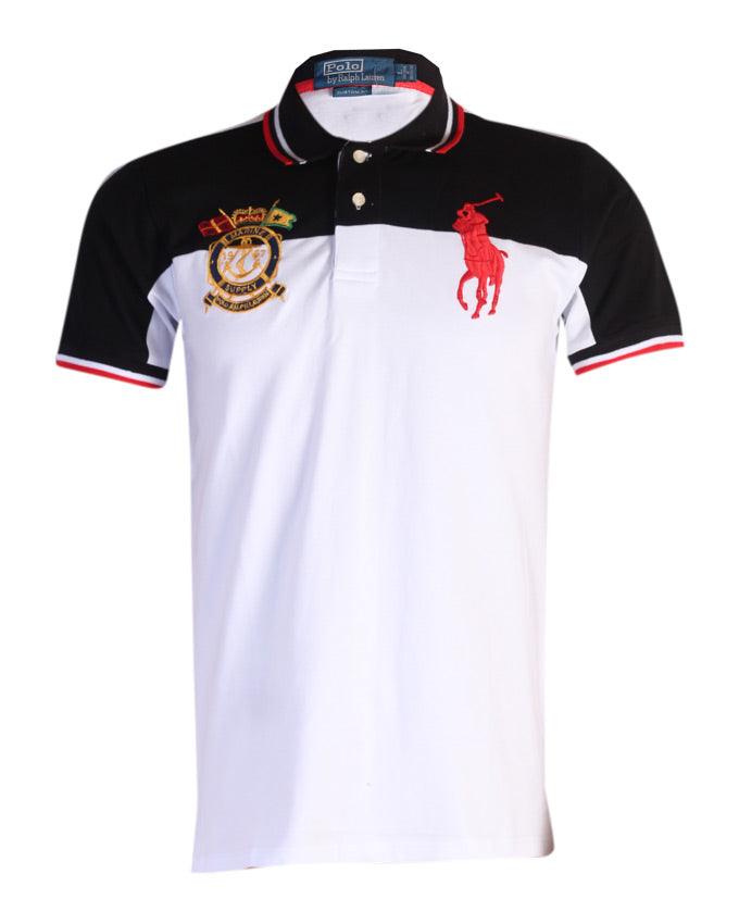 Polo Ralph Lauren Slim Fit Mesh Big Pony Shirts White Black Red - Obeezi