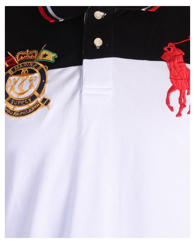 Polo Ralph Lauren Slim Fit Mesh Big Pony Shirts White Black Red - Obeezi
