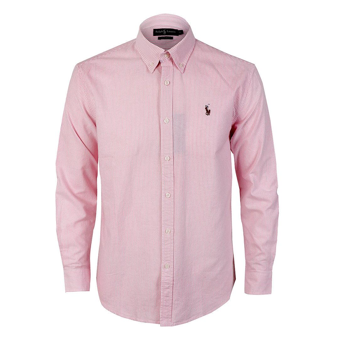 Polo Ralph Lauren Striped Standard-Fit Shirt Pink Strip For Men - Obeezi
