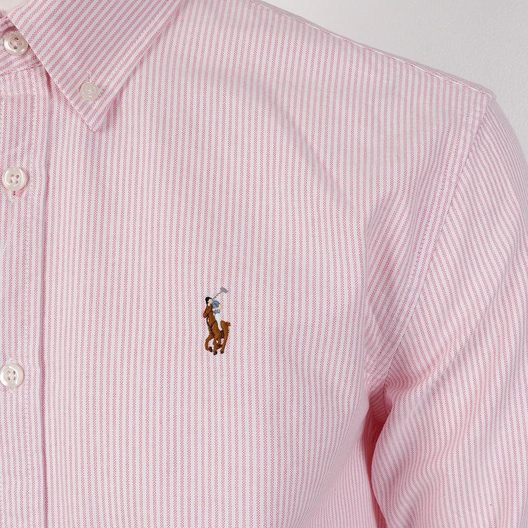 Polo Ralph Lauren Striped Standard-Fit Shirt Pink Strip For Men - Obeezi