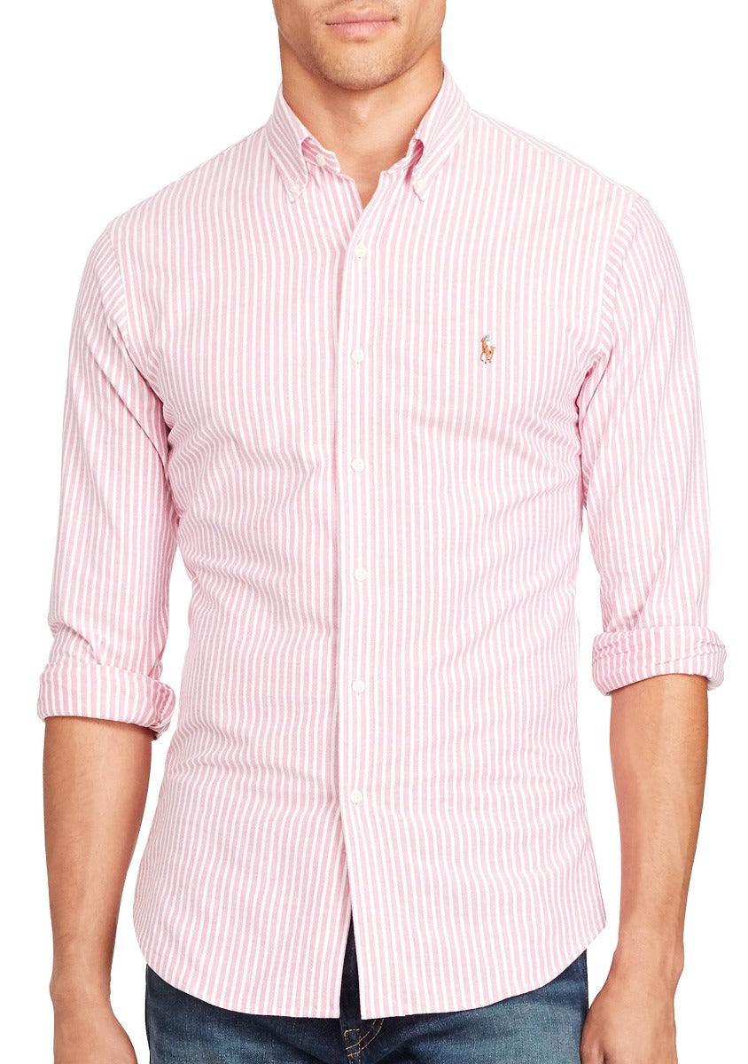 Polo Ralph Lauren Striped Standard-Fit Shirt Pink Strip For Men - Obeezi
