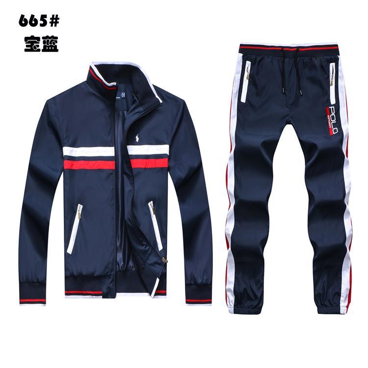 Polo RL Small Pony White And Red Stripped Tracksuit-Navy Blue - Obeezi