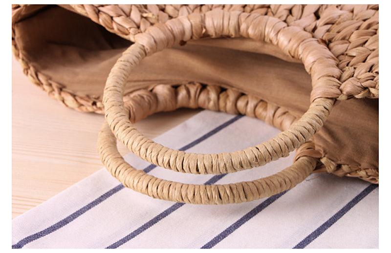 Pom Pom Woven Straw Basket Bag -Multi Color - Obeezi.com