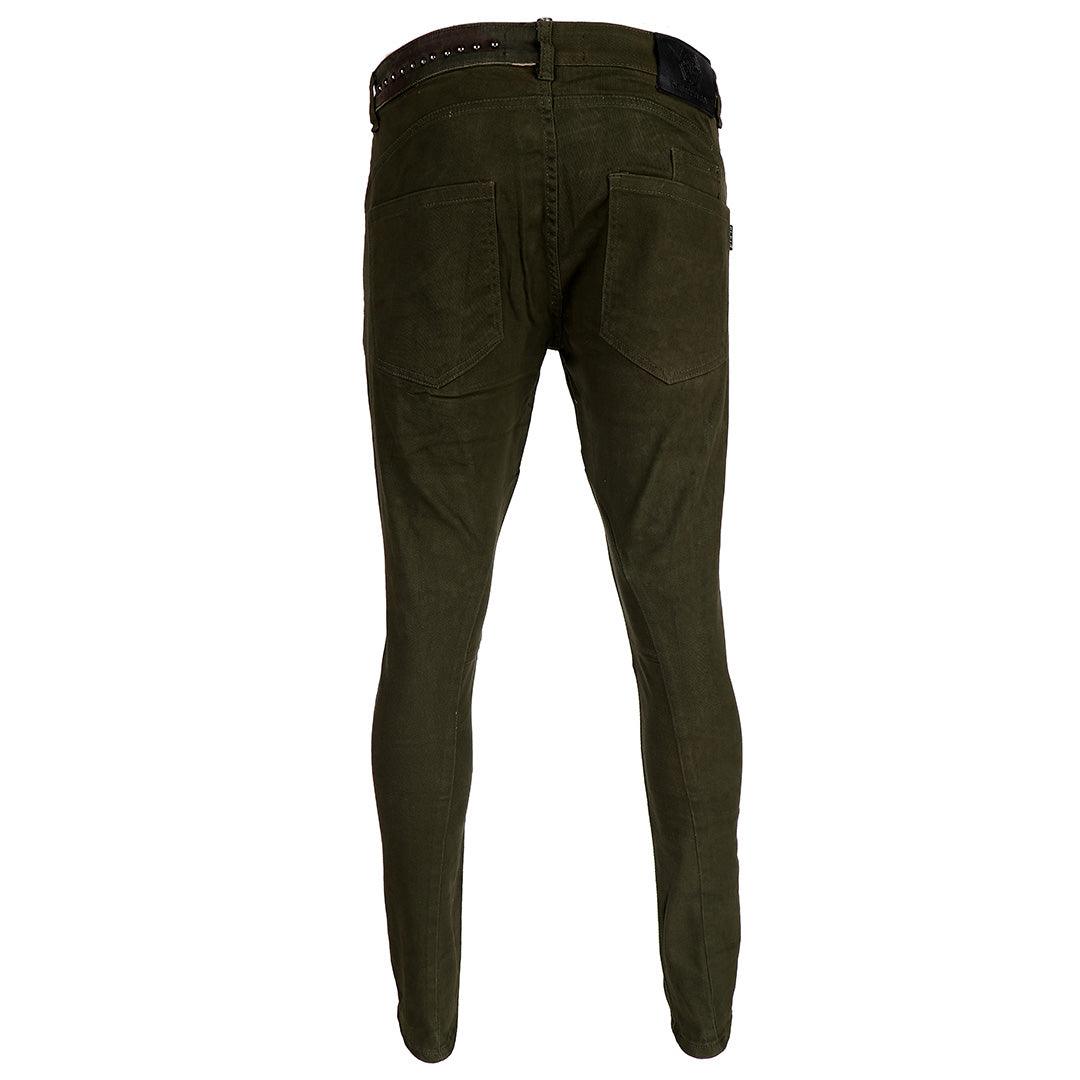 PP Men's Straight Cut Camo Inspired Distressed Jeans- Green - Obeezi.com