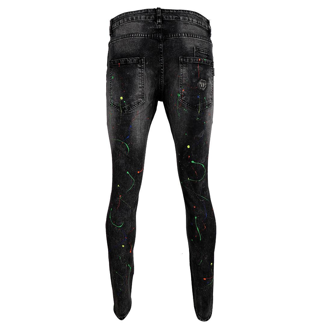 PP Men's Straight Cut Semi Ripped Jeans- Black - Obeezi.com