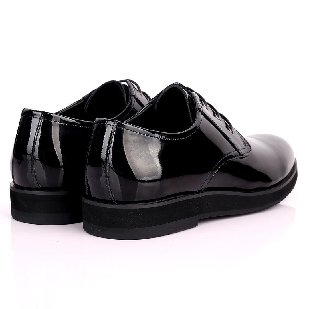 Prad Black Glossy Lace Up Men's Shoe - Obeezi.com