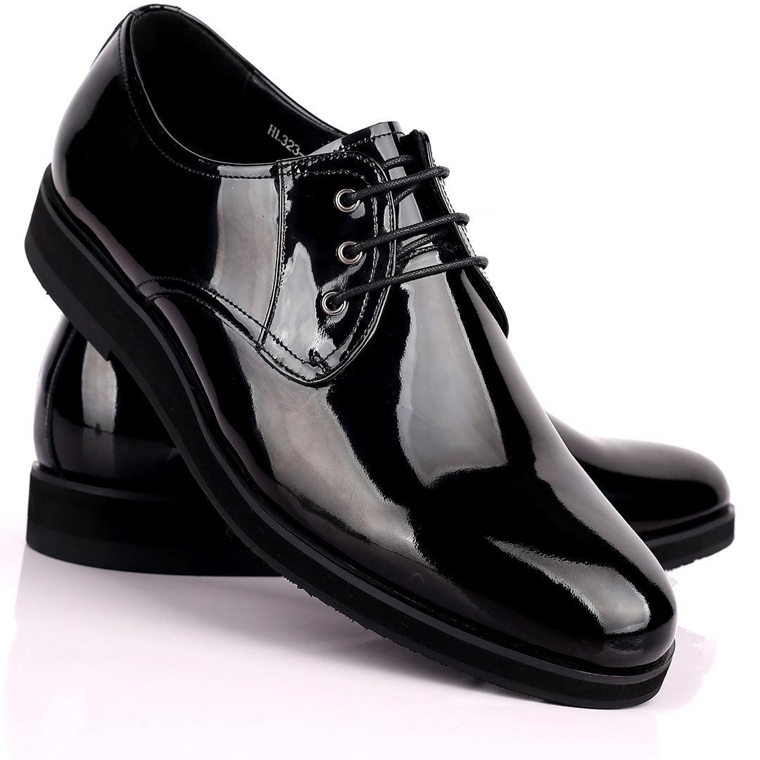 Prad Black Glossy Lace Up Men's Shoe - Obeezi.com