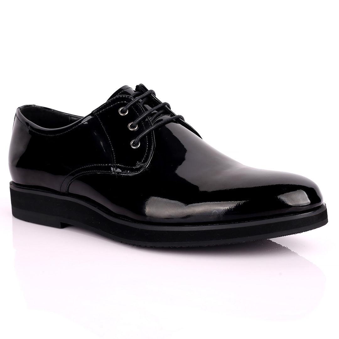 Prad Black Glossy Lace Up Men's Shoe - Obeezi.com