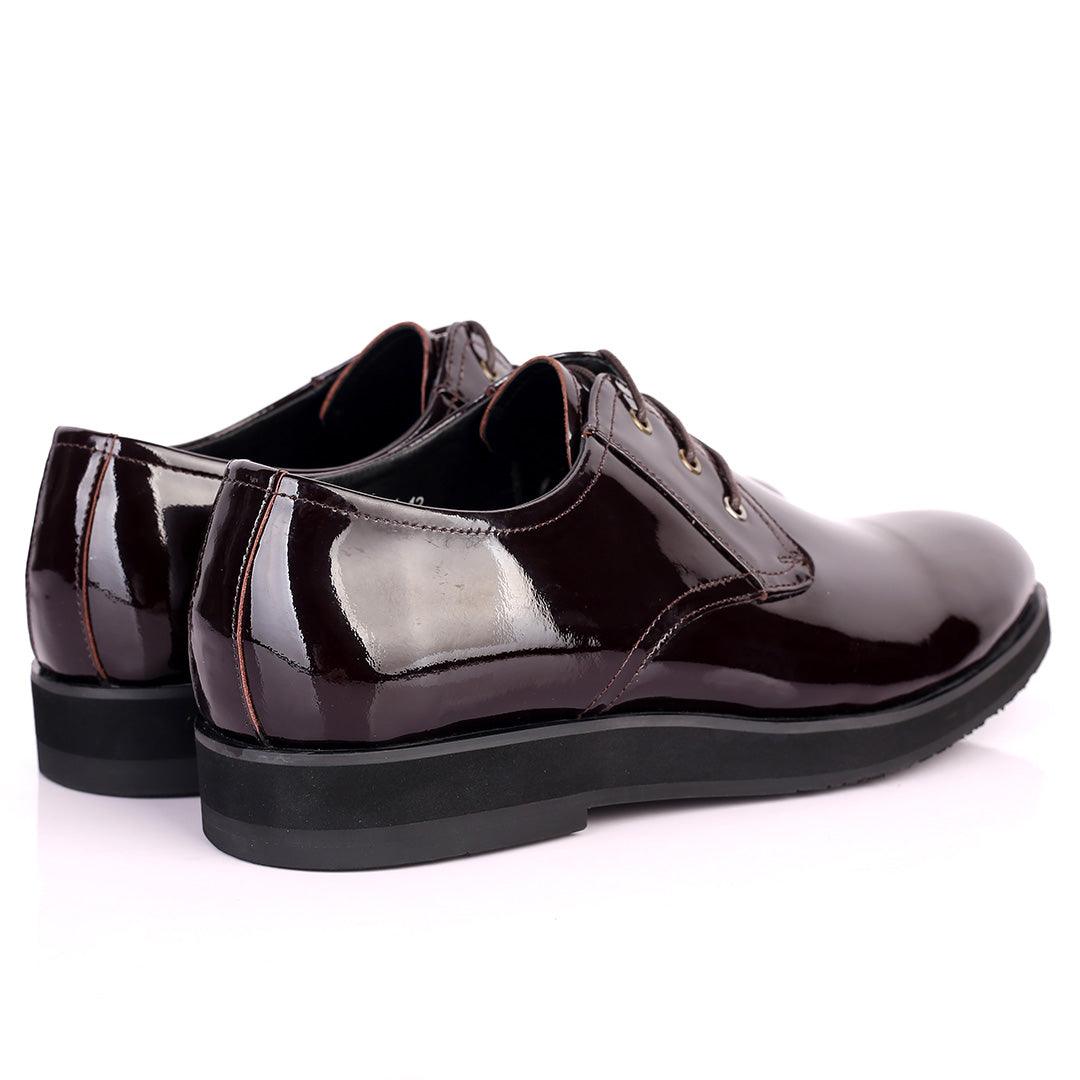 Prad Coffee Glossy Lace Up Men's Shoe - Obeezi.com