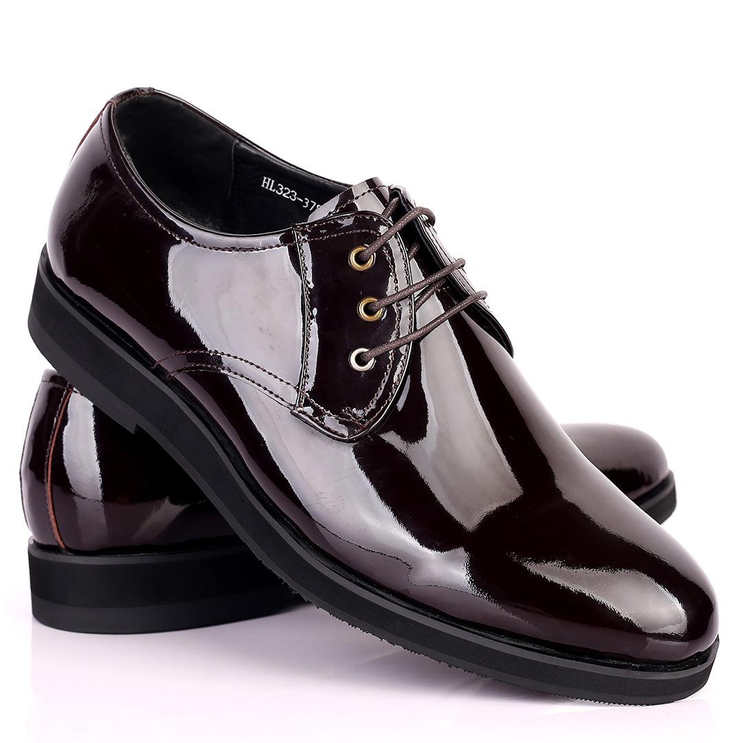Prad Coffee Glossy Lace Up Men's Shoe - Obeezi.com