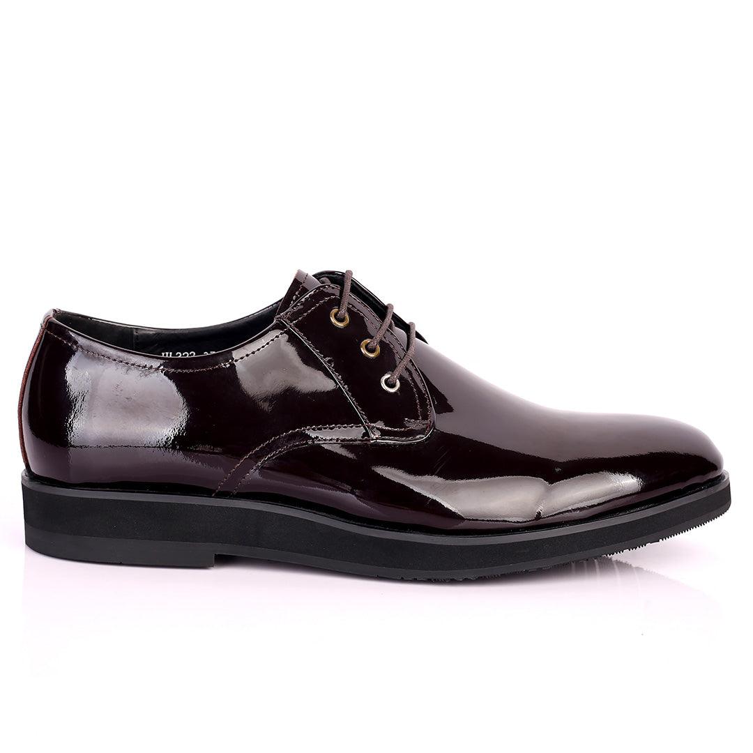 Prad Coffee Glossy Lace Up Men's Shoe - Obeezi.com