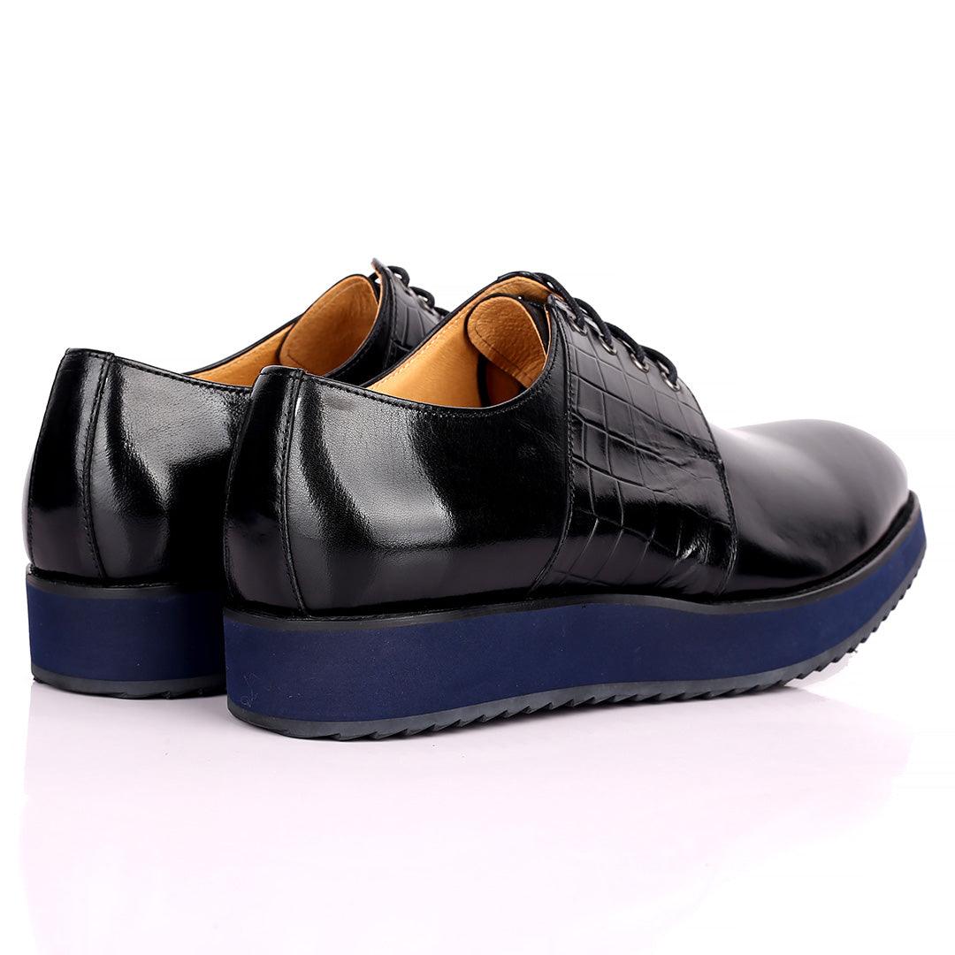 Prad Exquisite Lace Up Designed Black Leather Shoe - Obeezi.com