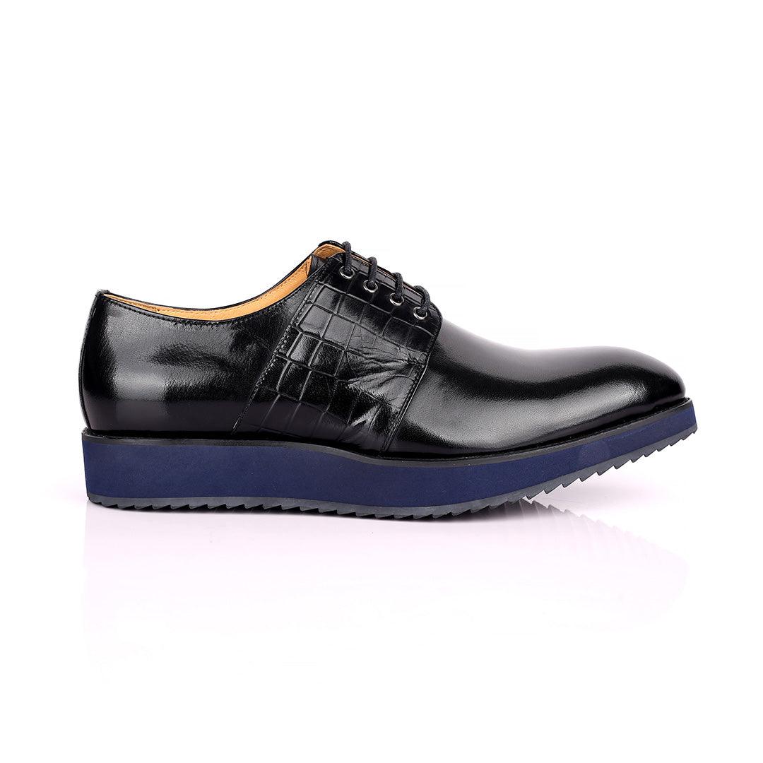 Prad Exquisite Lace Up Designed Black Leather Shoe - Obeezi.com