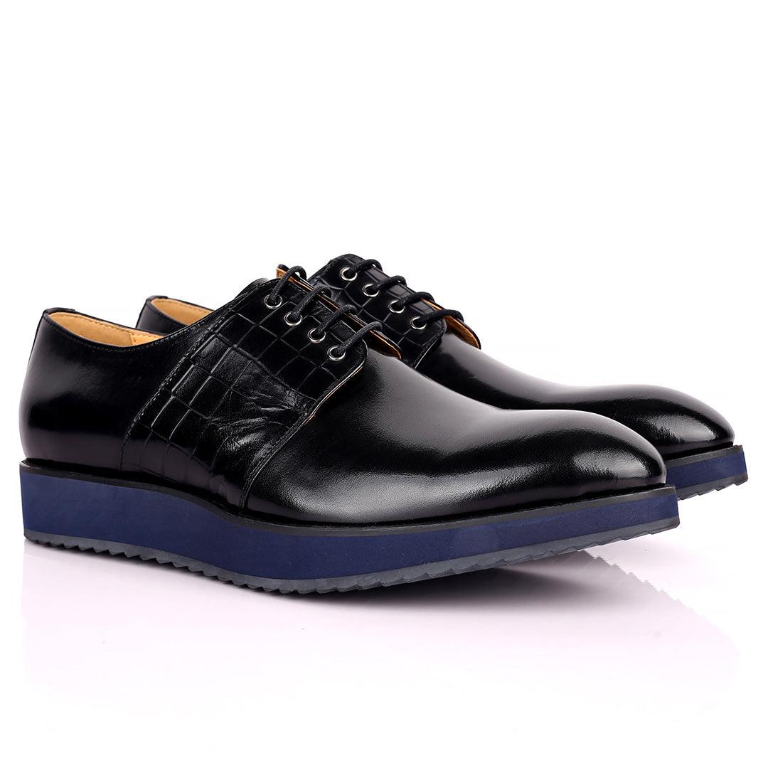 Prad Exquisite Lace Up Designed Black Leather Shoe - Obeezi.com