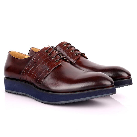 Prad Exquisite Lace Up Designed Coffee Leather Shoe - Obeezi.com