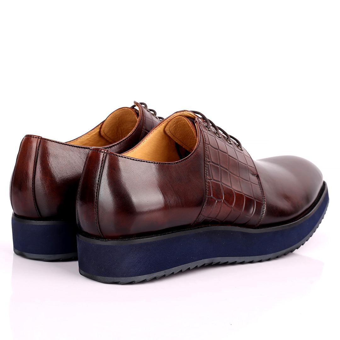 Prad Exquisite Lace Up Designed Coffee Leather Shoe - Obeezi.com