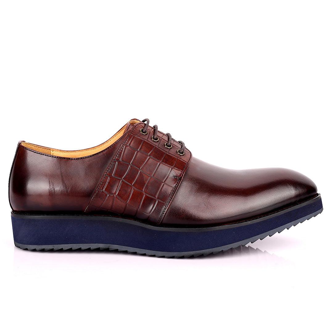 Prad Exquisite Lace Up Designed Coffee Leather Shoe - Obeezi.com