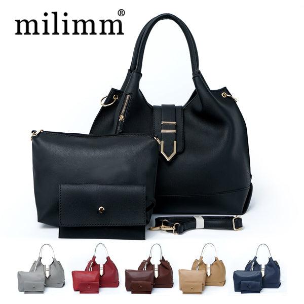 Prado Authentic Premium Leather Bag Set of 3 - Black - Obeezi.com