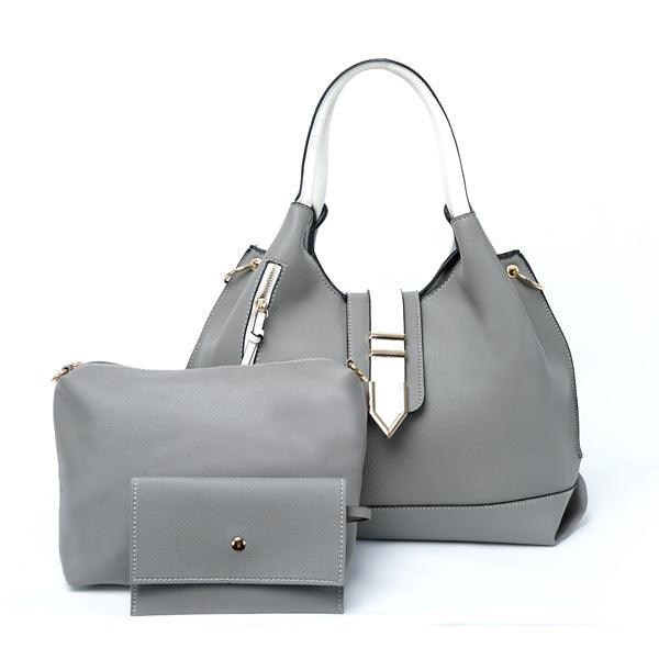 Prado Authentic Premium Leather Bag Set of 3 - Grey - Obeezi.com