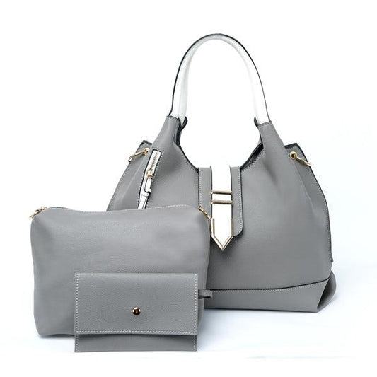 Prado Authentic Premium Leather Bag Set of 3 - Grey - Obeezi.com