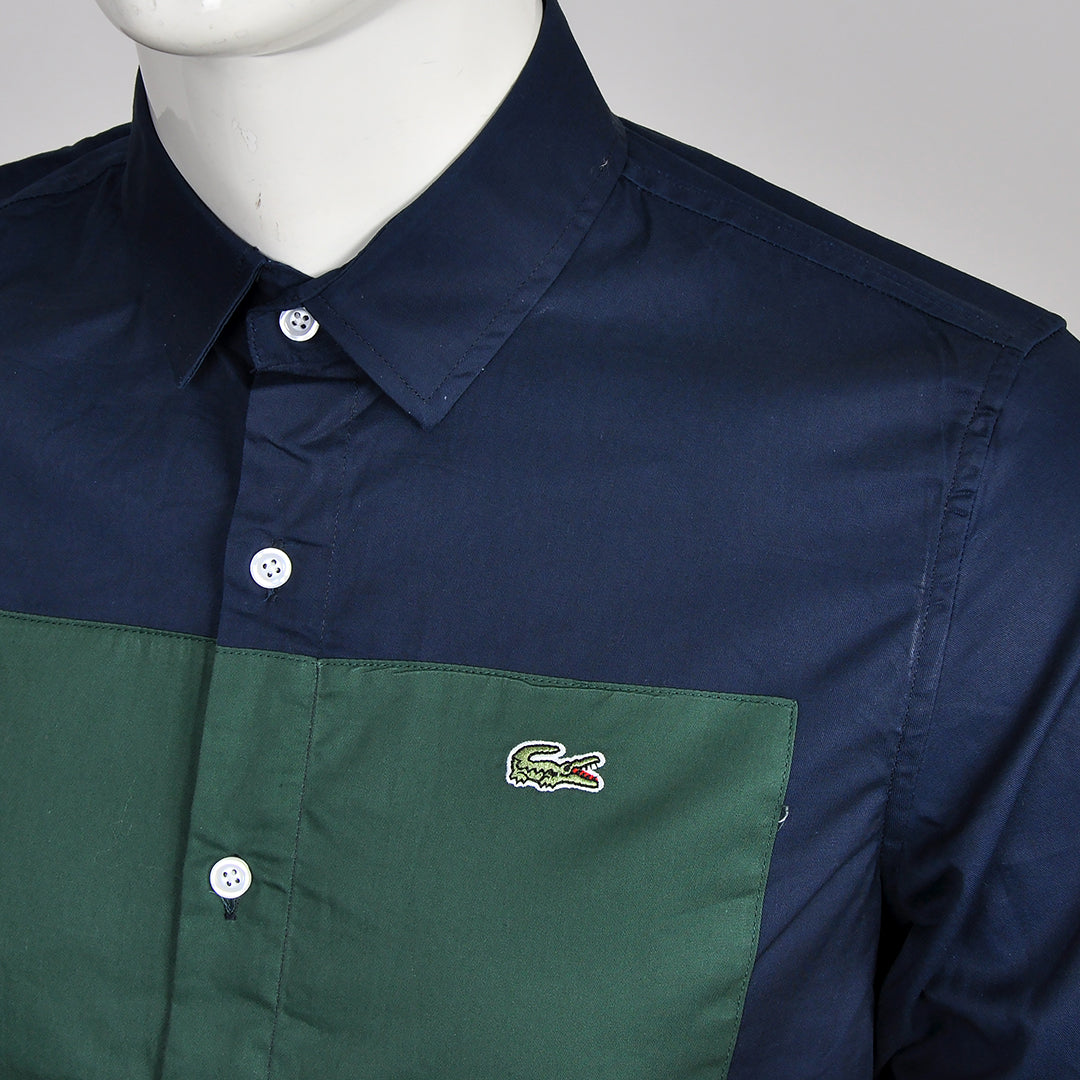 Premium Men's Fit Navy Blue White Green Cotton Shirt - Obeezi.com