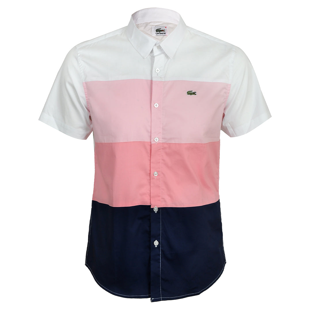 Premium Men's Fit White Pink Short Sleeve Shirt - Obeezi.com