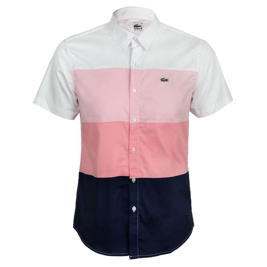Premium Men's Fit White Pink Short Sleeve Shirt - Obeezi.com
