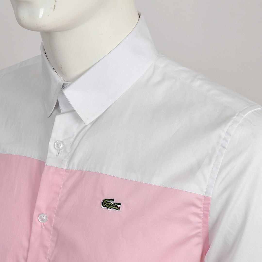 Premium Men's Fit White Pink Short Sleeve Shirt - Obeezi.com