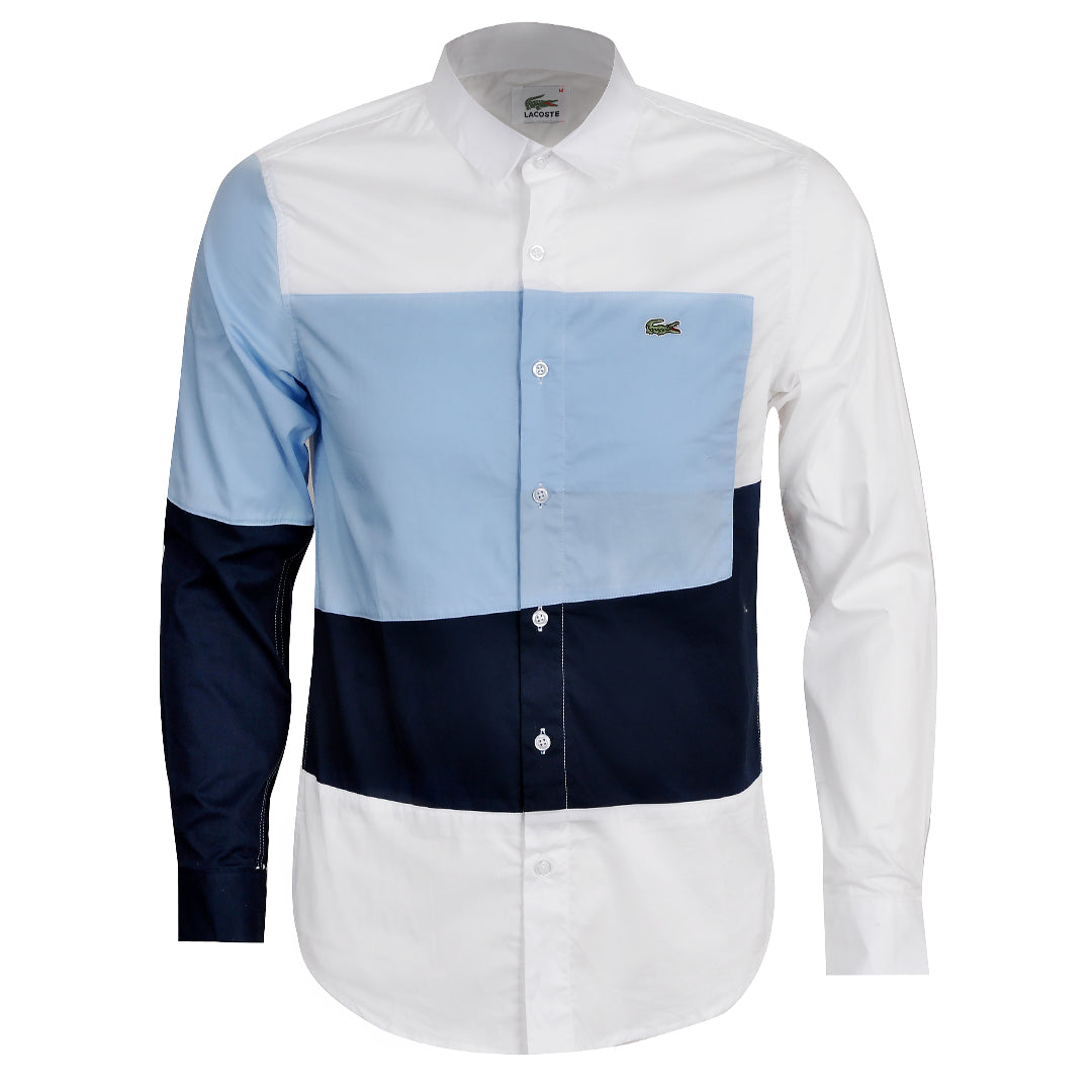 Premium Men's Fit White Skyblue Cotton Shirt - Obeezi.com