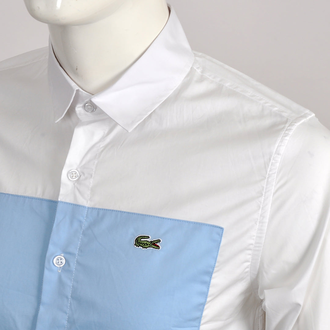 Premium Men's Fit White Skyblue Cotton Shirt - Obeezi.com