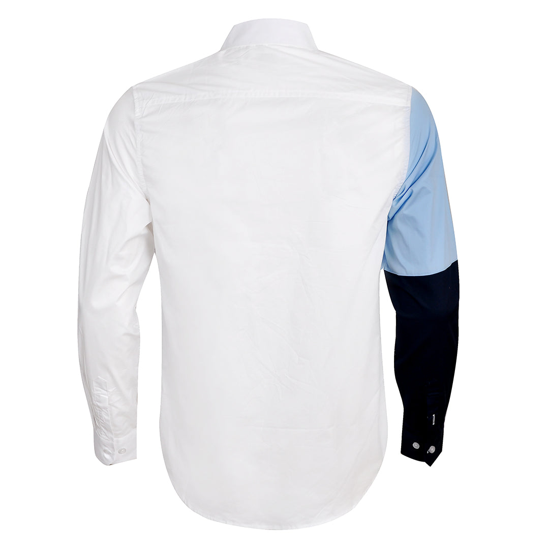 Premium Men's Fit White Skyblue Cotton Shirt - Obeezi.com