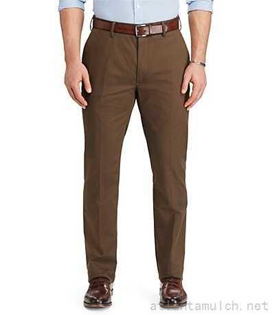 PRL Big & Tall Classic Fit Flat Chino Pants Chocolate Brown - Obeezi