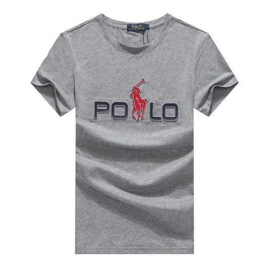 Prl Big Red Pony Player Cotton T-shirt-Ash - Obeezi