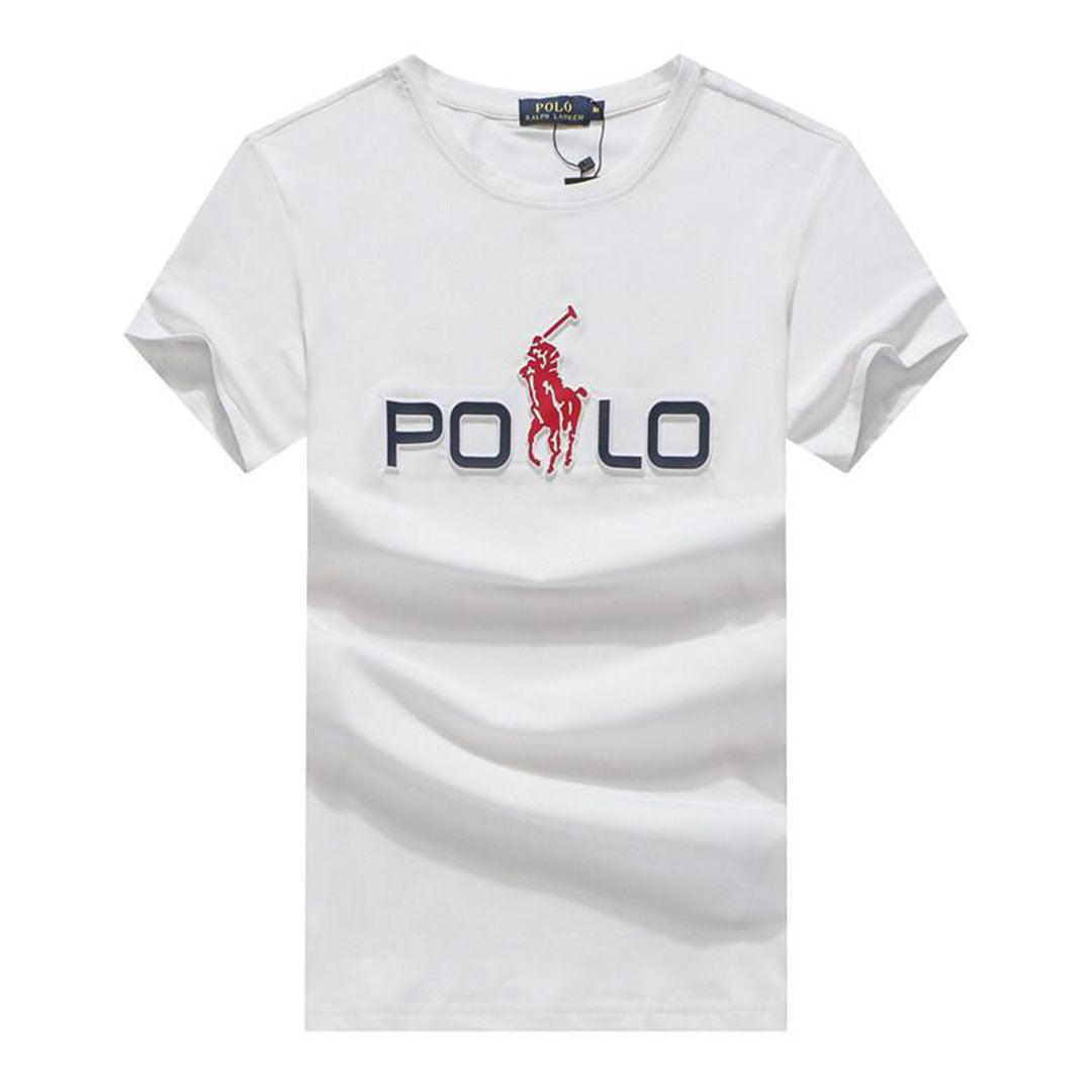 Prl Big Red Pony Player Cotton T-shirt-White - Obeezi