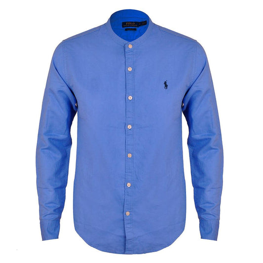 PRL Bishop Collar Button Down Men's Long Sleeve Shirt - Blue - Obeezi.com