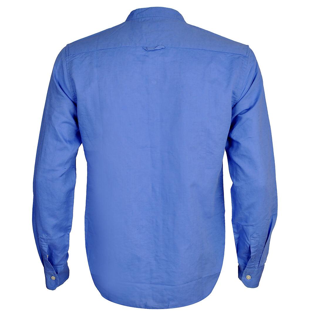PRL Bishop Collar Button Down Men's Long Sleeve Shirt - Blue - Obeezi.com