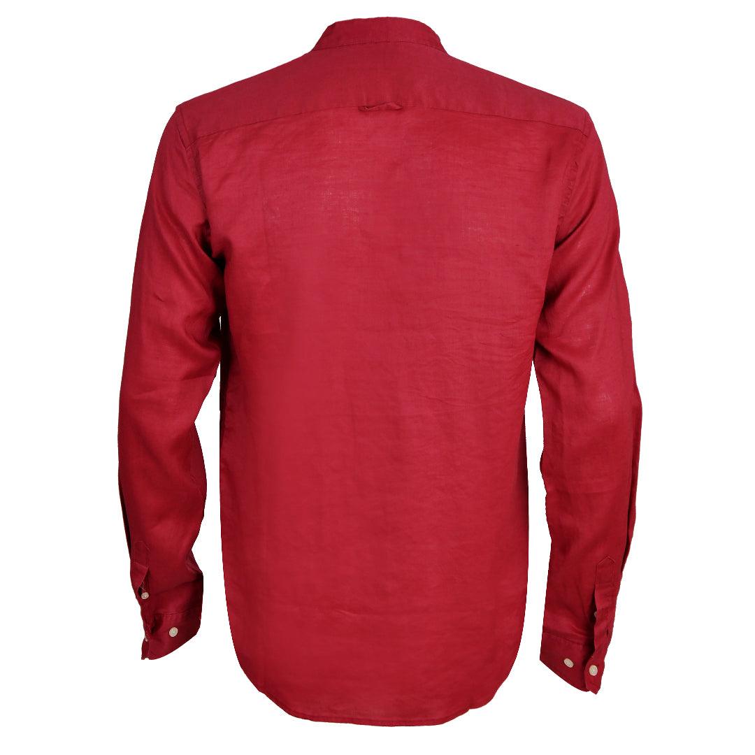 PRL Bishop Collar Button Down Men's Long Sleeve Shirt - Wine - Obeezi.com