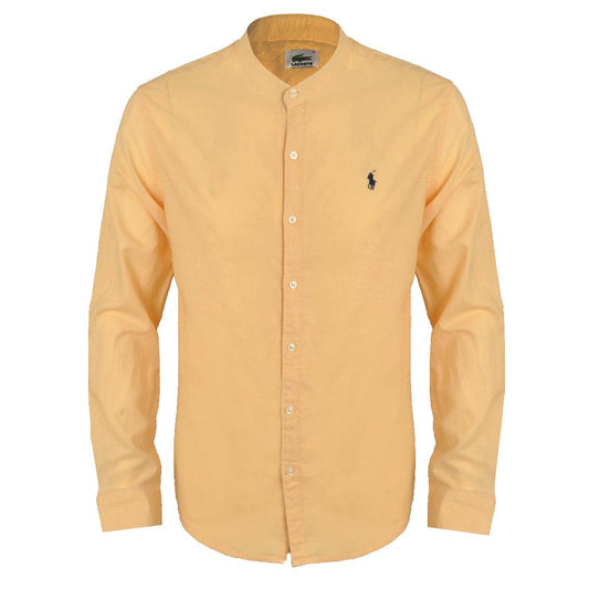 PRL Bishop Collar Button Down Men's Long Sleeve Shirt - Yellow - Obeezi.com