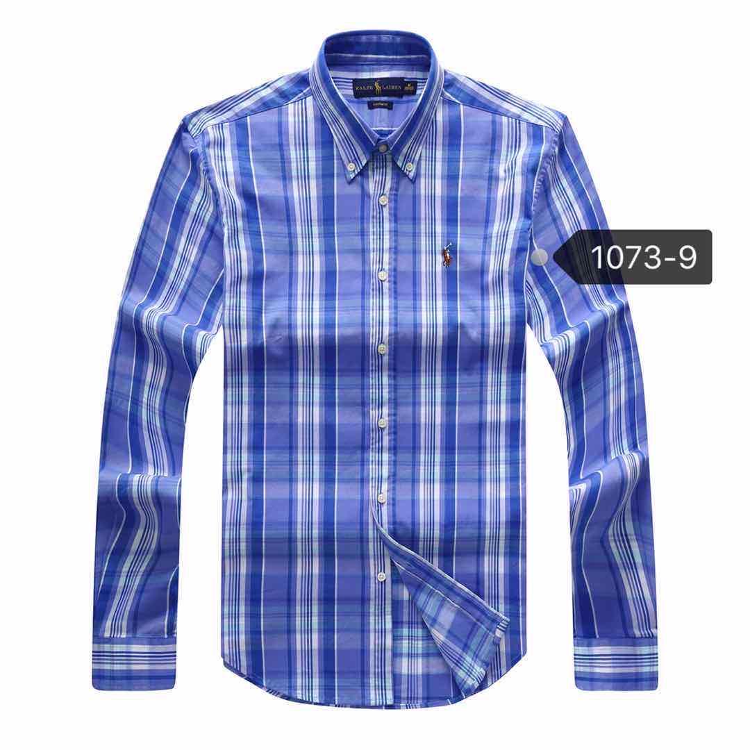 PRL Blue-White Striped Button-Down Long Sleeve Shirt - Obeezi