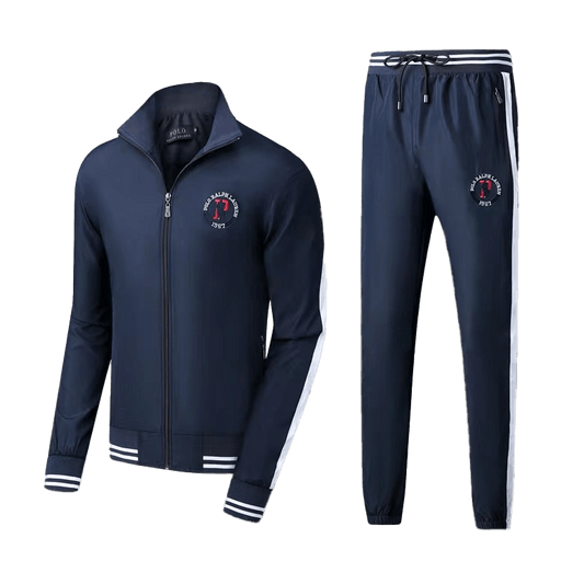 Prl Branded Logo Two Piece Polythene Designed Zip Up Tracksuit - Navy Blue - Obeezi.com