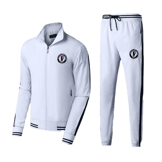 Prl Branded Logo Two Piece Polythene Designed Zip Up Tracksuit - White - Obeezi.com