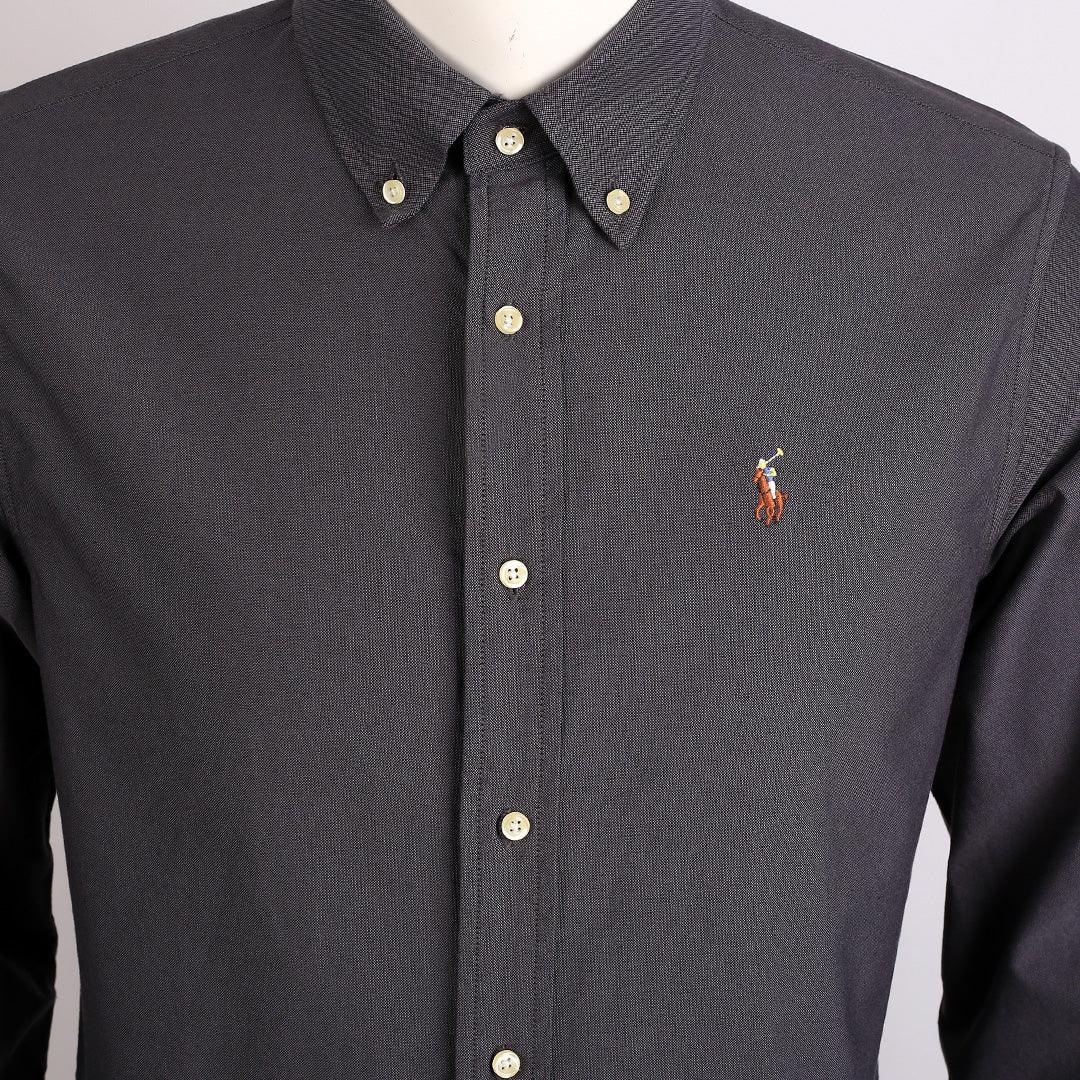 PRL Camp Collar Long Sleeve Shirt-Grey - Obeezi.com